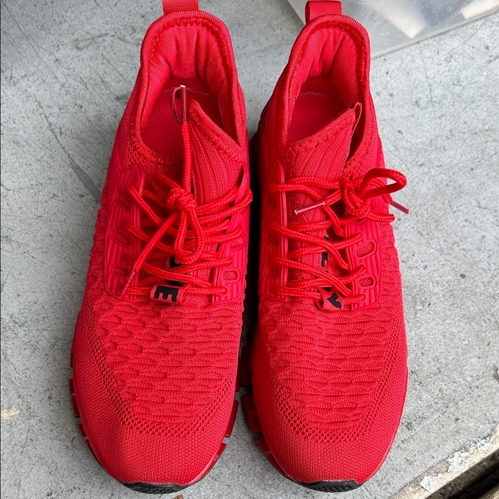 Bold Red Knit Athletic Sneakers